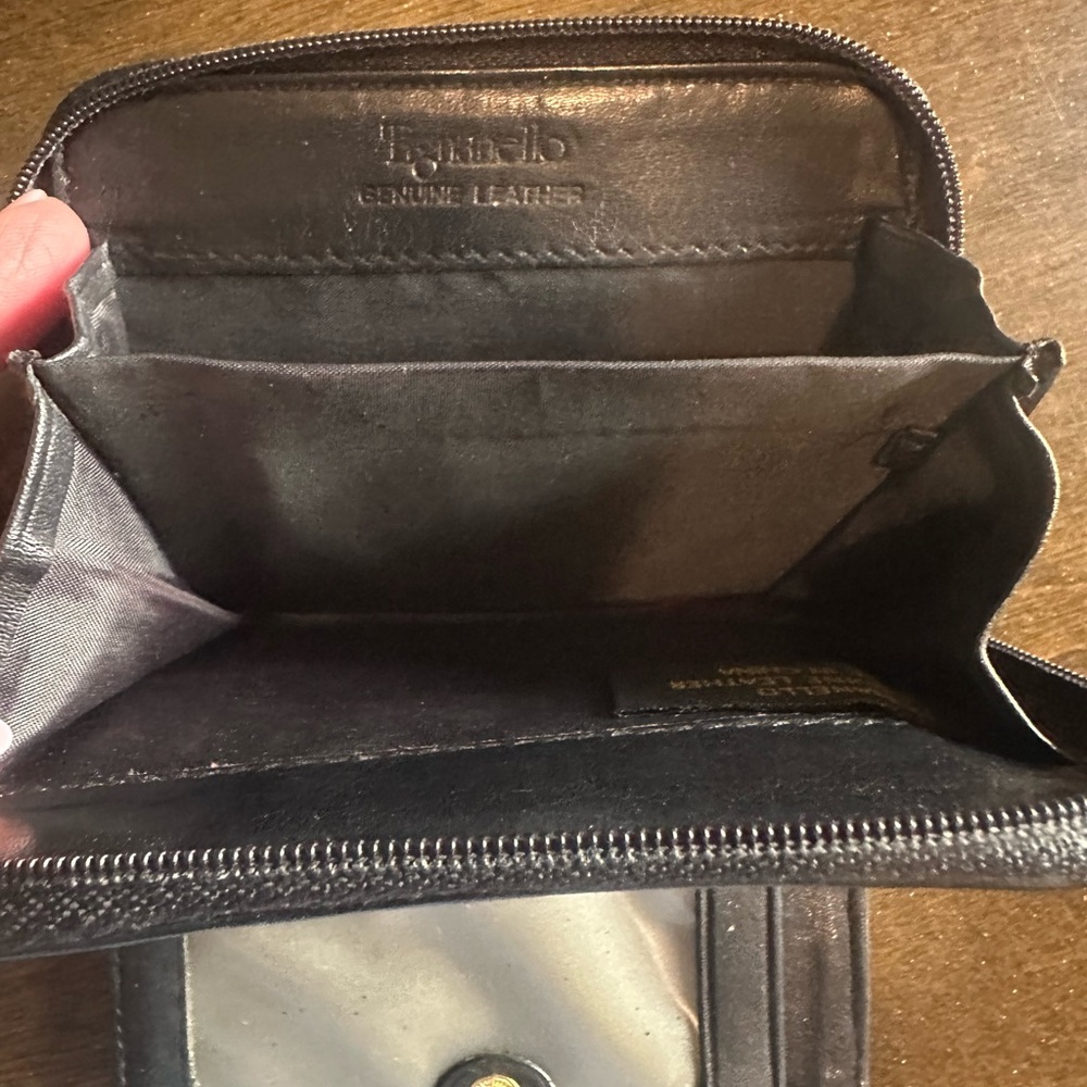 Tignanello Black Leather Zip Mini Wallet with Gold Plaque - Picture 3 of 5